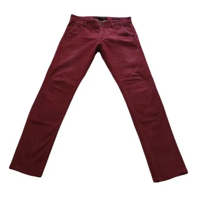 Pre-owned Guess Trousers In Burgundy