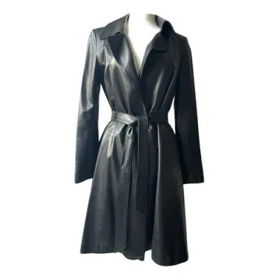 Pre-owned The Row Leather Coat In Black