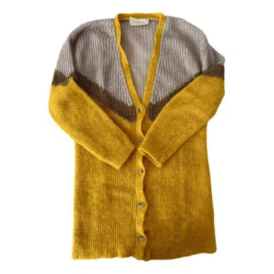 Pre-owned Chiara Bertani Wool Cardigan In Yellow