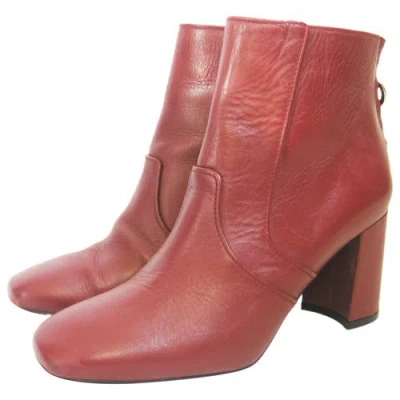 Pre-owned Claudie Pierlot Leather Boots In Burgundy