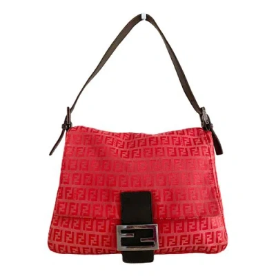 Pre-owned Fendi Mamma Baguette Cloth Handbag In Red