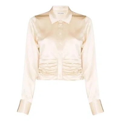 Pre-owned Reformation Silk Shirt In Gold