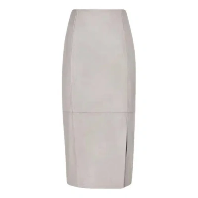 Pre-owned Reiss Leather Skirt In Grey