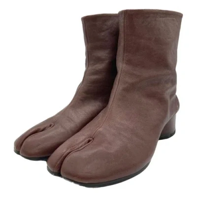Pre-owned Maison Margiela Tabi Leather Boots In Brown