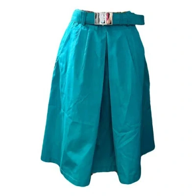 Pre-owned Prada Silk Mid-length Skirt In Turquoise