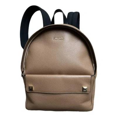 Pre-owned Furla Leather Backpack In Camel