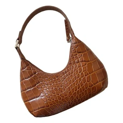 Pre-owned By Far Baby Amber Leather Handbag In Brown