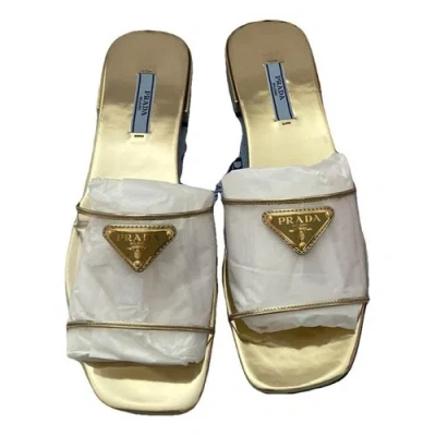 Pre-owned Prada Patent Leather Sandal In Gold