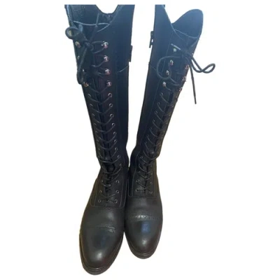 Pre-owned Trussardi Leather Riding Boots In Black
