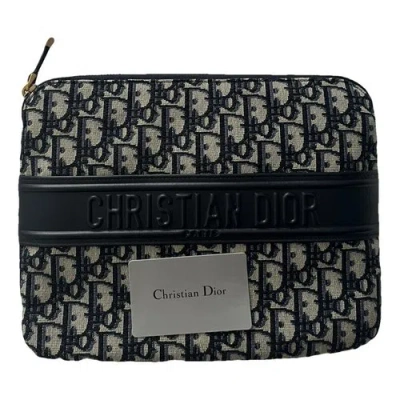 Pre-owned Dior Cloth Clutch Bag In Navy