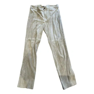Pre-owned Isabel Marant Leather Straight Pants In Camel