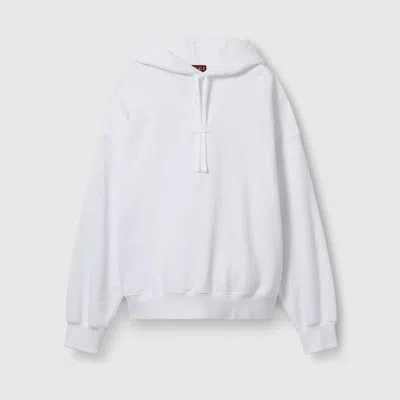 Shop Gucci Cotton Jersey Hooded Sweatshirt In White