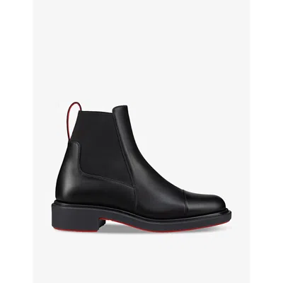 Shop Christian Louboutin Men's Black Urbino Leather Chelsea Boots