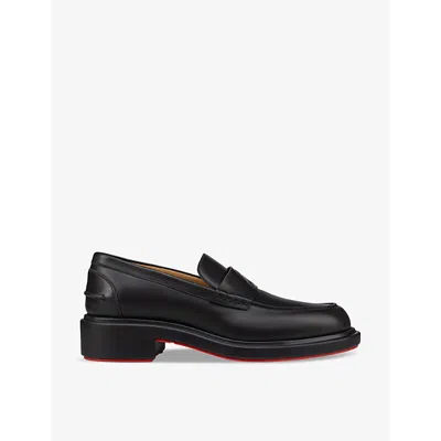 Shop Christian Louboutin Urbino Moc Leather Loafers In Black