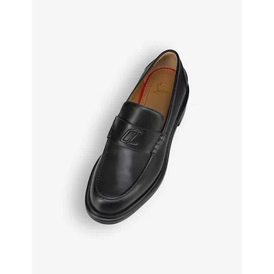 Shop Christian Louboutin Men's Black Urbino Moc Leather Loafers