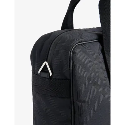 Shop Burberry Men's Black Check-pattern Nylon-blend Briefcase