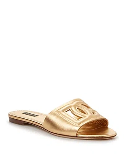 Shop Dolce & Gabbana Women's Slide Sandals In Gold