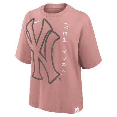 Shop Nike New York Yankees Statement Boxy  Women's Mlb T-shirt In Pink