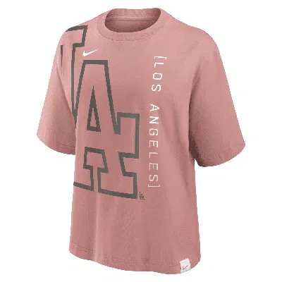 Shop Nike Los Angeles Dodgers Statement Boxy  Women's Mlb T-shirt In Pink