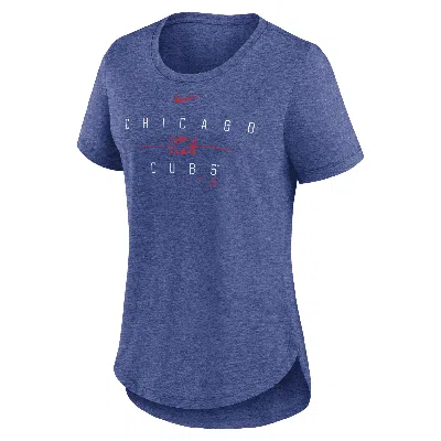 Shop Nike Chicago Cubs Knockout Team Stack  Women's Mlb T-shirt In Blue