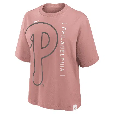 Shop Nike Philadelphia Phillies Statement Boxy  Women's Mlb T-shirt In Pink