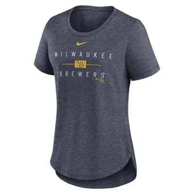 Shop Nike Milwaukee Brewers Knockout Team Stack  Women's Mlb T-shirt In Blue