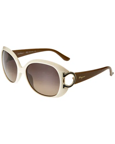 Shop Ferragamo Women's Sf668s 57mm Sunglasses In White