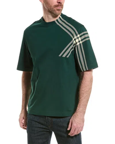 Shop Burberry Check Sleeve T-shirt In Green
