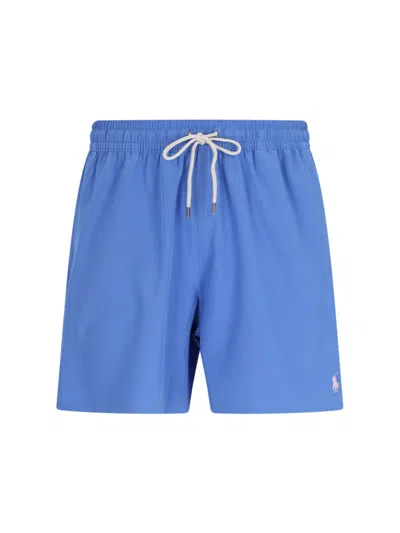 Shop Polo Ralph Lauren 'traveler' Swim Shorts In Blue