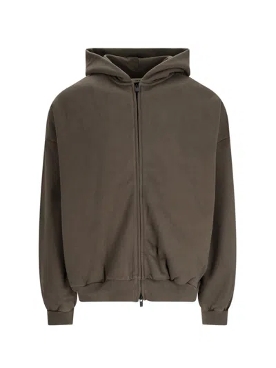 Fear Of God Brown Full Zip Hoodie In Green
