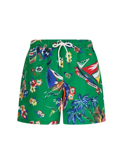 Shop Polo Ralph Lauren 'traveler' Swim Shorts In Green