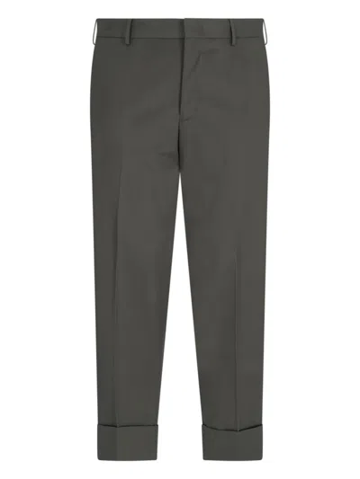 Pt Torino Chino Pants With Pleats And Feather Detail In Green