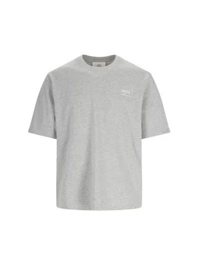 Shop Ami Alexandre Mattiussi Logo T-shirt In Gray