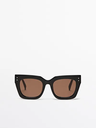 Shop Massimo Dutti Cateye Sunglasses In Black