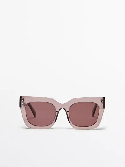 Shop Massimo Dutti Resin Sunglasses In Mauve