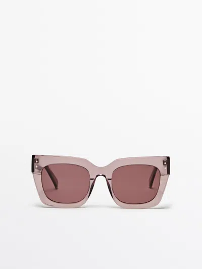 Massimo Dutti Resin Sunglasses In Mauve