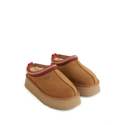 Ugg Tasman Beige Plaited Hem Mules In Suede Woman In Brown