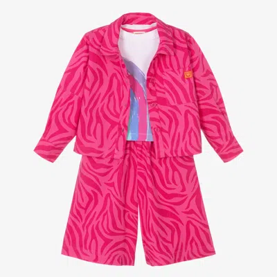 Shop Joyday Girls Pink Cotton Animal Print Culottes Set