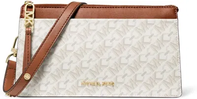 Shop Michael Kors Empire Large Convertible Crossbody Vanilla/luggage In White