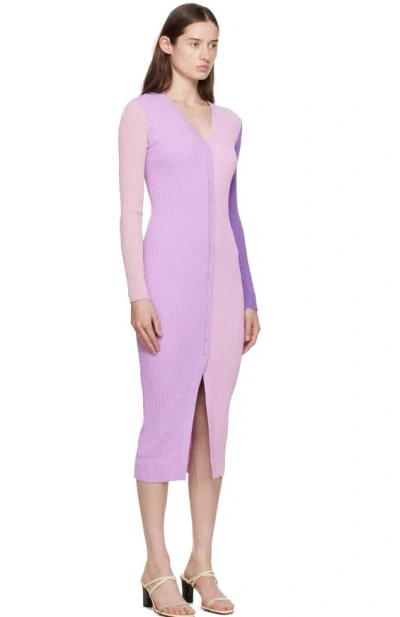 Shop Staud Women's Shoko Sweater Dress, Iris Multi Lavender Ribbed Knit Color Block In Multicolor
