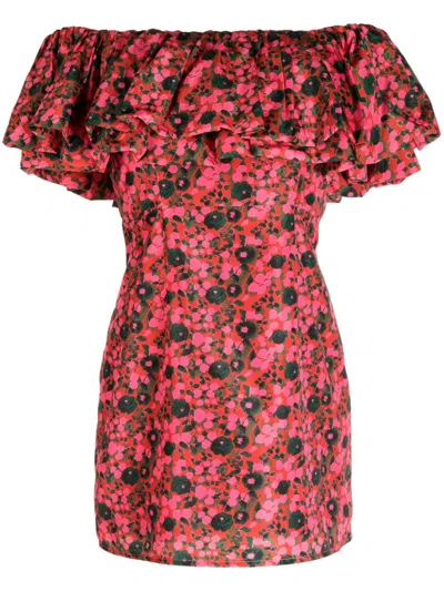 Shop Rhode Women Tiered Ruffle Neckline Mini Vivi Dress Flora Splash In Multicolor