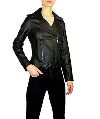 Shop Michael Kors Women's Black Asymmetrical Zip Short Leather Jacket