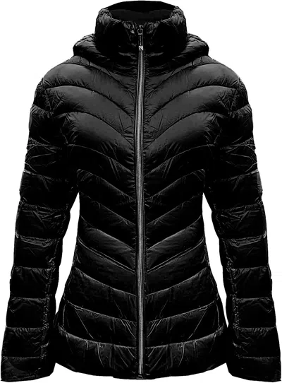 Shop Michael Kors Women's Black Down Hooded Packable Coat Jacket