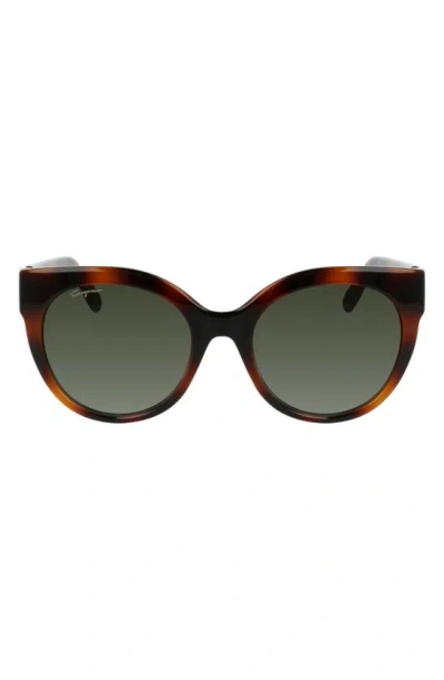 Ferragamo Gancini 53mm Round Sunglasses In Tortoise