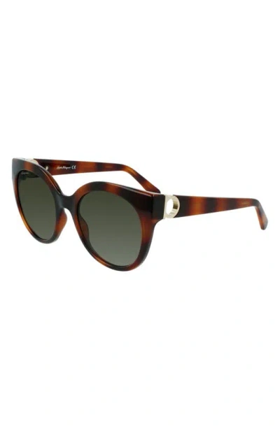 Ferragamo Gancini 53mm Round Sunglasses In Tortoise