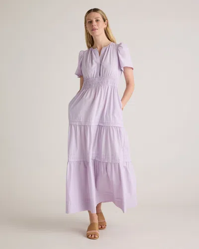 Quince Women's Poplin Tiered Maxi Dress In Pastel Lilac