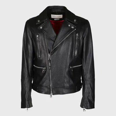 Shop Alexander Mcqueen Black Leather Biker Jacket