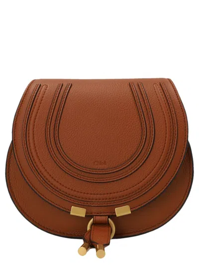Shop Chloé 'saddle Marcie' Small Crossbody Bag In Brown