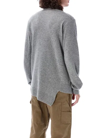 Shop Comme Des Garçons Asymmetric Sweater Lacoste In Grey