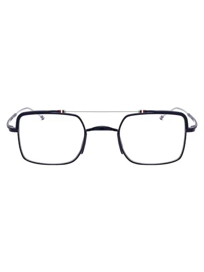 Shop Thom Browne Optical In Matte Navy - Silver